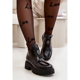 Ankelstövlar i läder för kvinnor med Zazoo Black dekoration svart 1