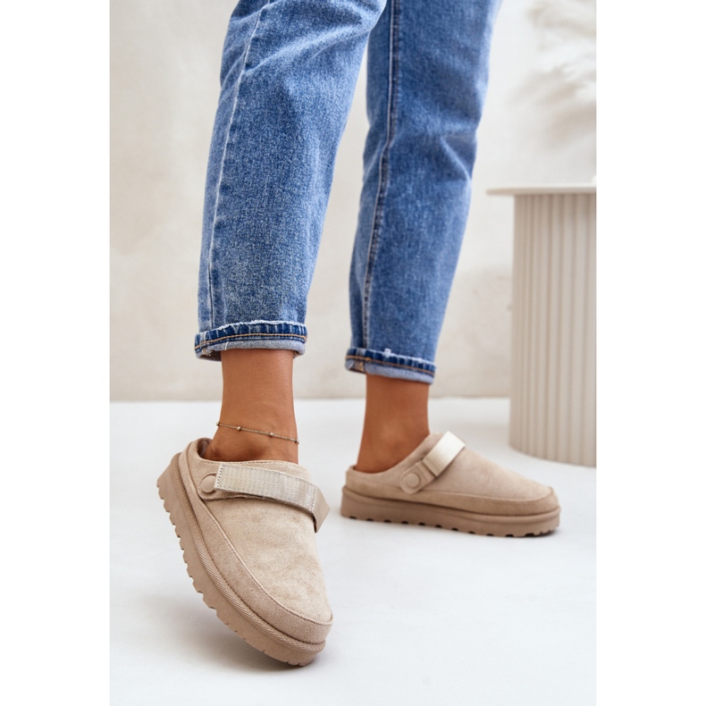 Beige plattformstofflor för kvinnor 1