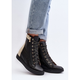 Zazoo Svarta wedge sneakers för kvinnor 1