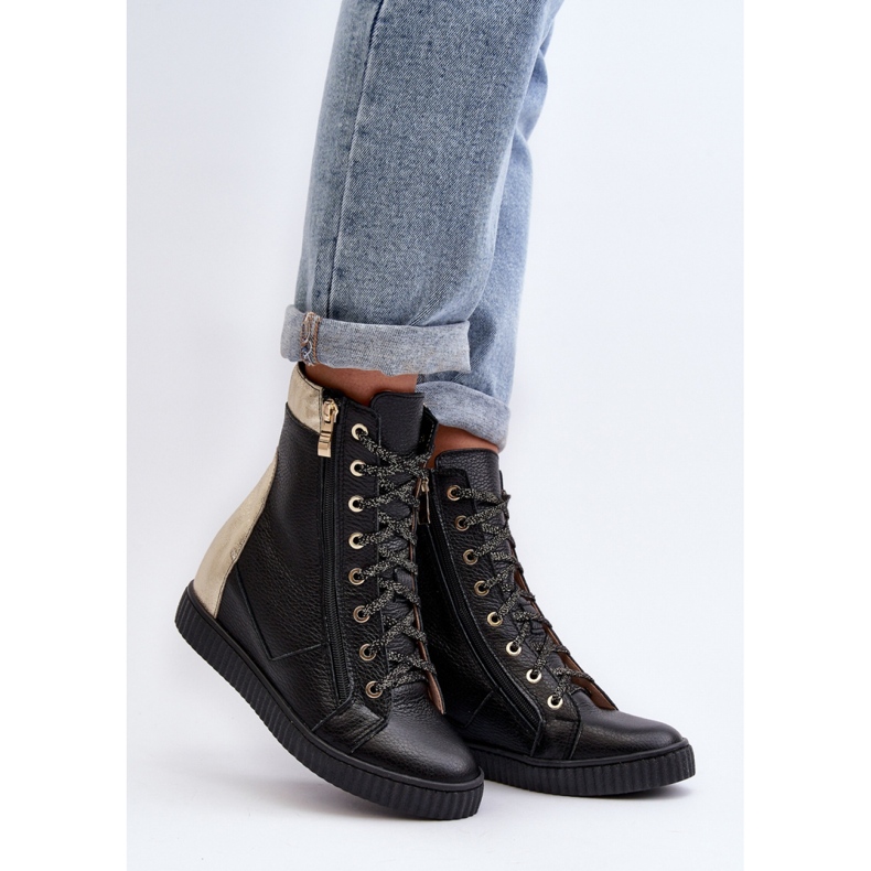 Zazoo Svarta wedge sneakers för kvinnor 1