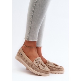 Genombrutna mockasiner i guld för kvinnor gyllene 1