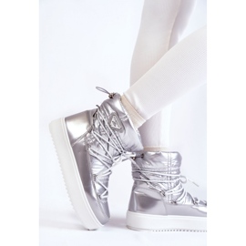 Snöskor i silver med snörning för kvinnor grå 1