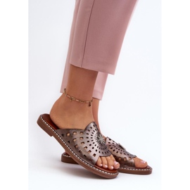 Blanka damflip-flops med en koppardekoration brun 1