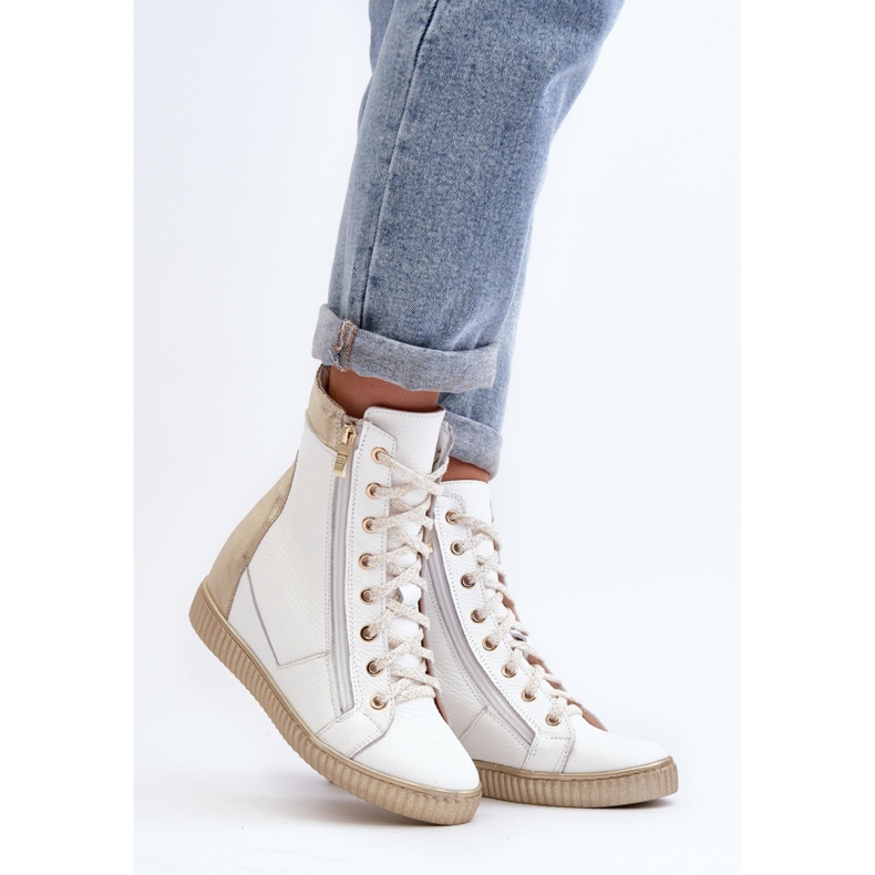 Zazoo White wedge sneakers vit 1