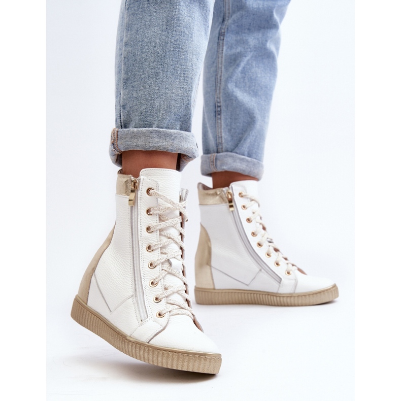 Zazoo White wedge sneakers vit 2