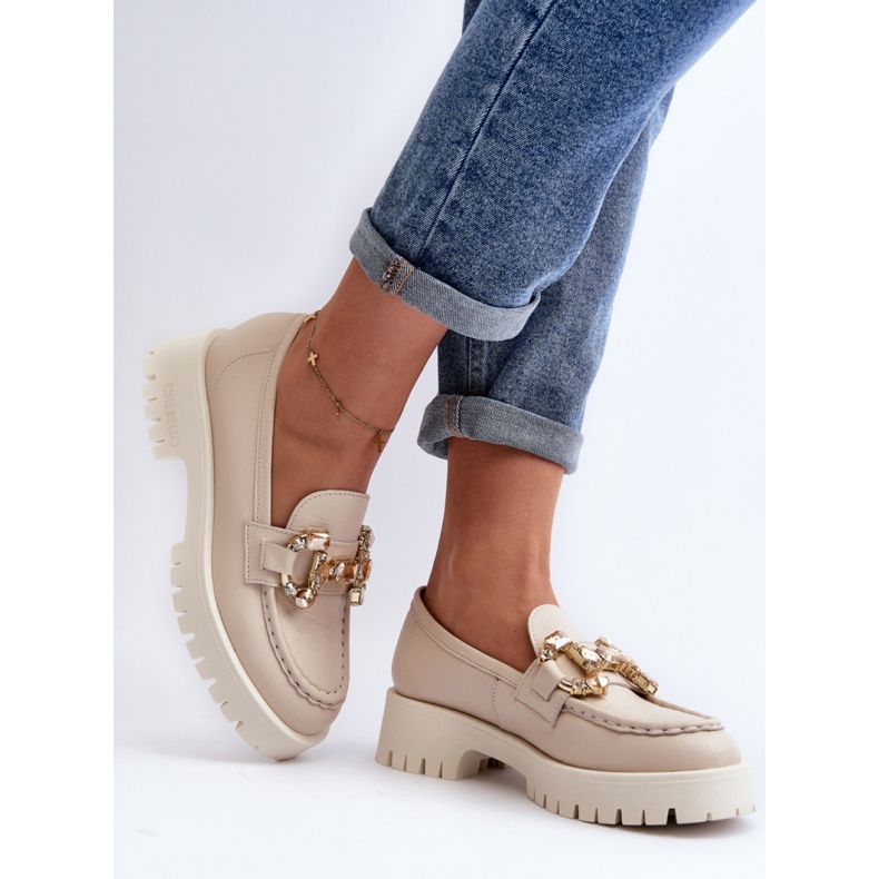 Eleganta Chebello Beige mockasiner för kvinnor 2
