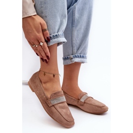 Kvinnors loafers med bruna zirkoner 1