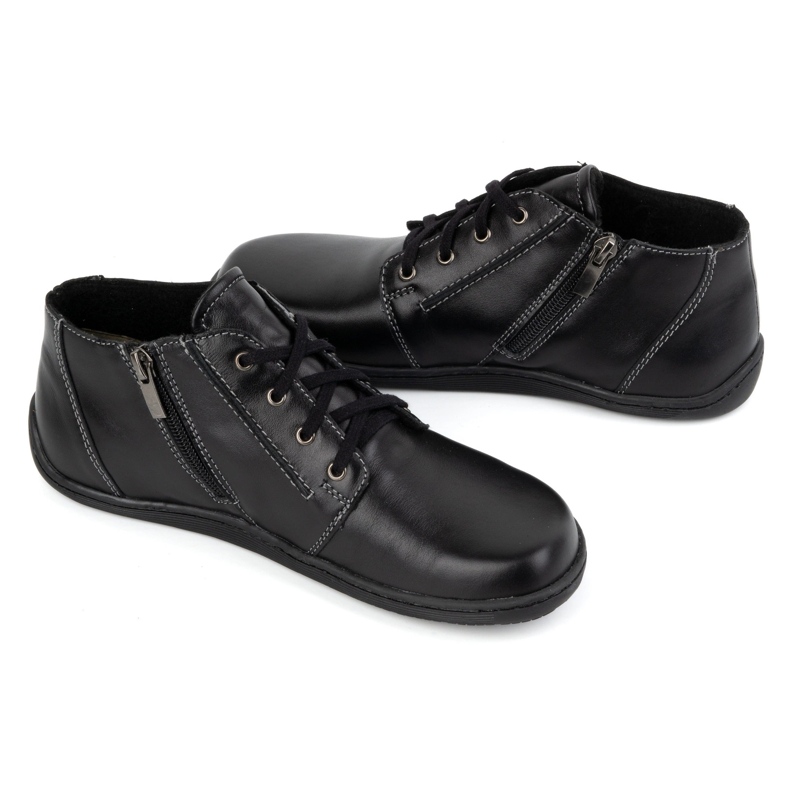 Olivier Barfota kvinnors läderskor, lätt isolerade, högtopp med dragkedja 787 svart 2