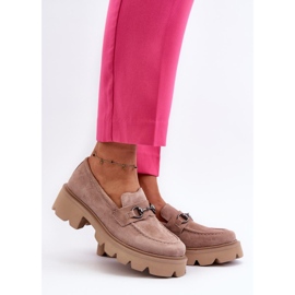 Fashionabla massiva beige mockasiner för kvinnor 1