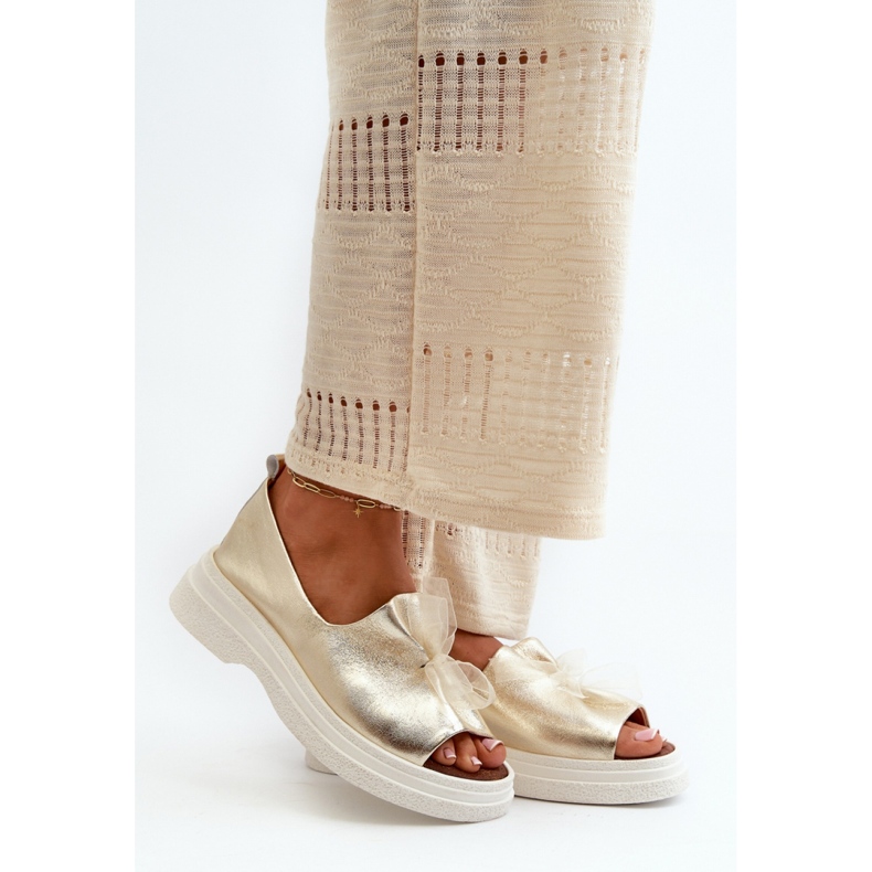 Zazoo Gold sandaler i naturligt läder för kvinnor gyllene 1