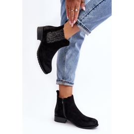 Klassiska ankelstövlar för kvinnor gjorda av svart eko-mocka 1