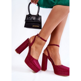 Sandaler av tyg och skimrande glitter rosa 1