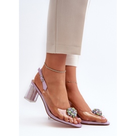 D&A Snygga violett högklackade sandaler purpur 1