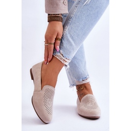 Mockasiner för kvinnor i beige mocka 1