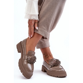 Damskor med dekoration på bältet YL97, beige 1