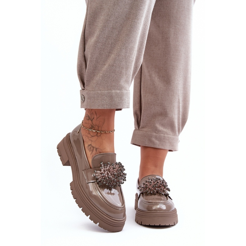 Damskor med dekoration på bältet YL97, beige 2