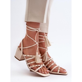 Damsandaler med nitar 3973, beige 1