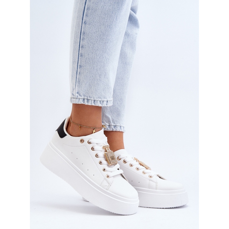 Sportskor dam med gulddekor LA279P, vit 1