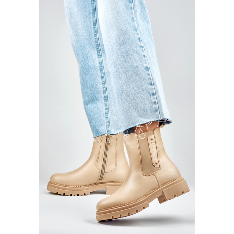 Chelsea stövlar dam 250004TA-PU beige 2