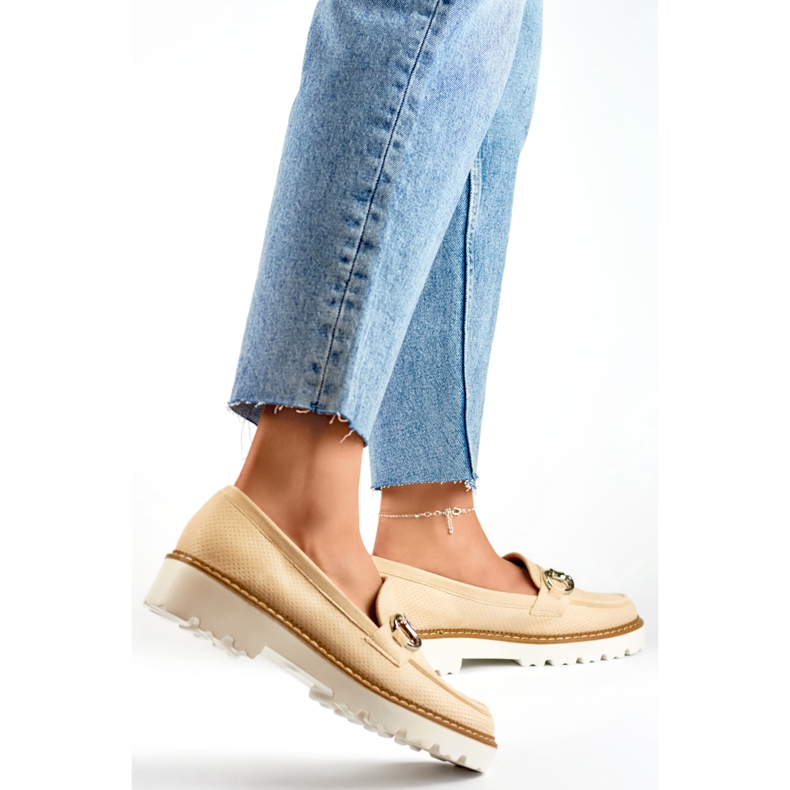 Damskor med dekor GQ97BE, beige 1
