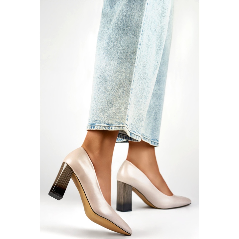 Pumpar med läderinsats GD-FL486A-L.BE beige 1