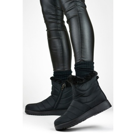 Pälsfodrade snöstövlar för kvinnor W76B, svarta 1