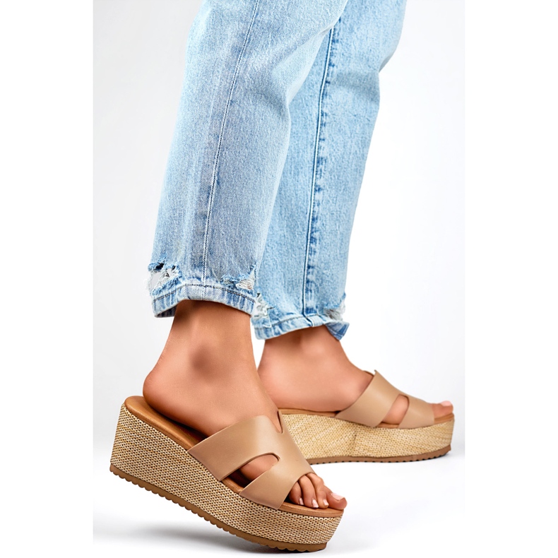 Klädd flip-flops dam YD8H-19KH Beige 1