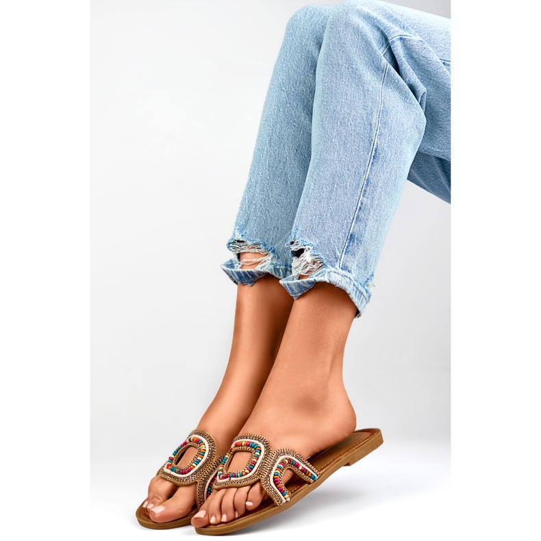 Damtofflor med pärlor 1122MIX mångfärgad 1