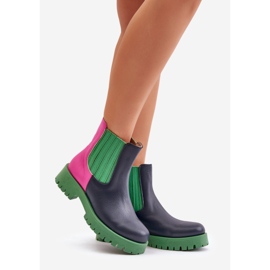 Lewski Shoes Läder Slip-On Flat Boots för kvinnor Lewski 3611 Multicolor blå 1