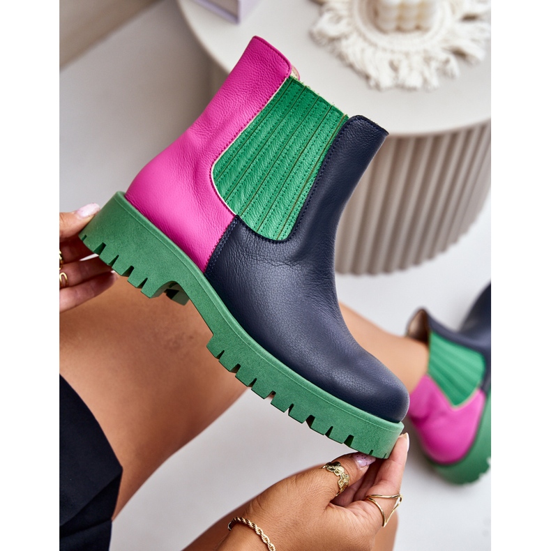 Lewski Shoes Läder Slip-On Flat Boots för kvinnor Lewski 3611 Multicolor blå 2