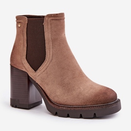 Isolerade högklackade damstövlar gjorda av ekomocka Vinceza 58356 Beige 4