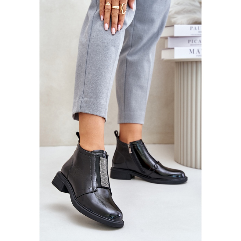 S.Barski Låga ankelstövlar i läder med dragkedja D&amp;A MR880-142 Svart 2