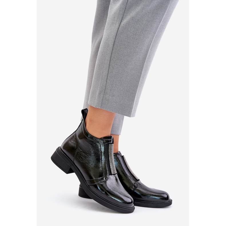 S.Barski Låga ankelstövlar i läder med dragkedja D&amp;A MR880-142 Svart 1