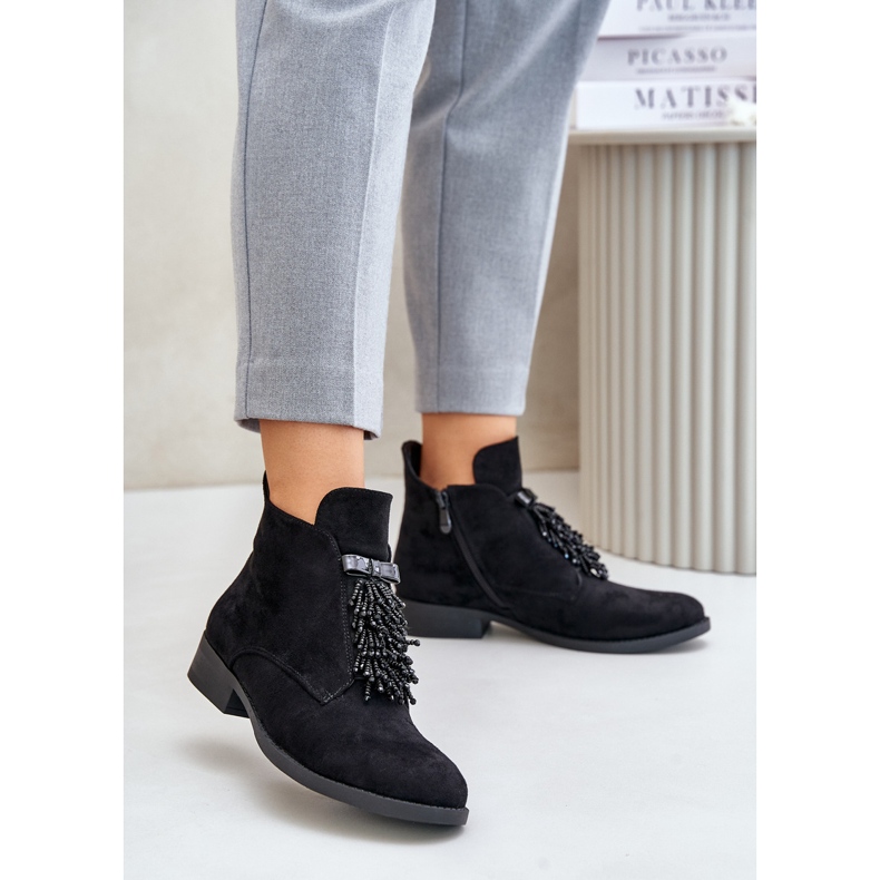 Isolerade låga stövlar med blixtlåsdekor S.Barski HY42-715 Svart 2