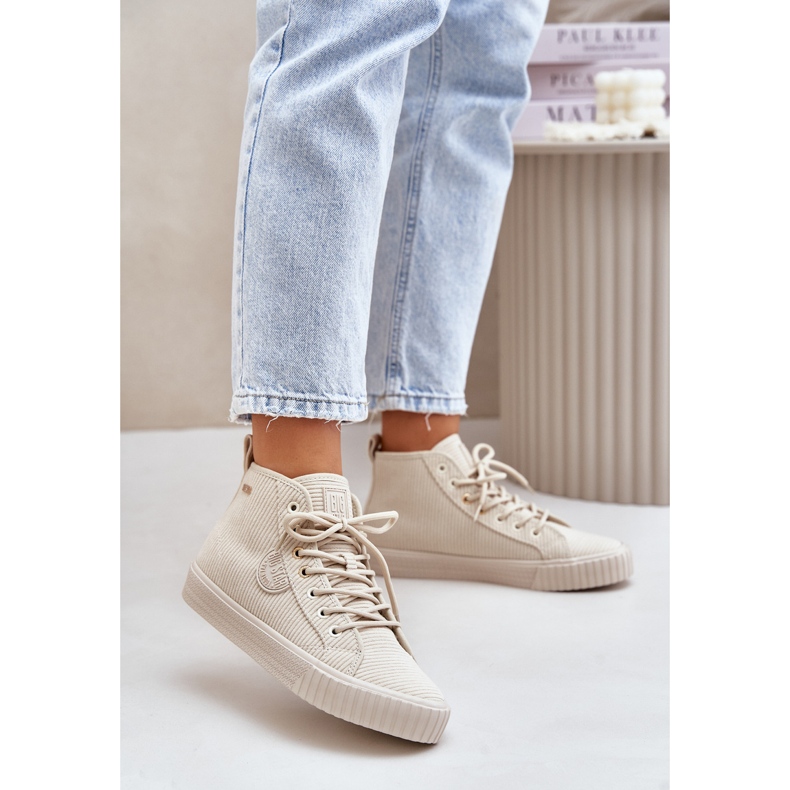 Isolerade Corduroy Sneakers för kvinnor Big Star OO274771 Hi-Poly System Beige 2