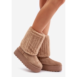 Beige Lisonea plattformsnöskor med uppvikt ovandel 1