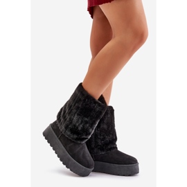 Svarta Lisonea plattformsnöskor med uppvikt ovandel 1