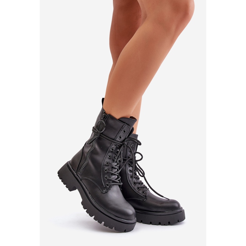 Isolerade arbetsstövlar för kvinnor gjorda av ekologiskt läder, svart Nealandra 1