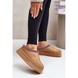 Låga snöstövlar för kvinnor med broderier på kamelnariryaplattformen brun 2