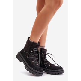 Svarta Merilana fårskinnsstövlar med päls 1