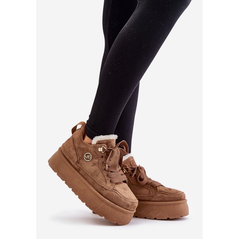 Bruna Velarisea plattformssneakers för kvinnor med pälsfoder 1