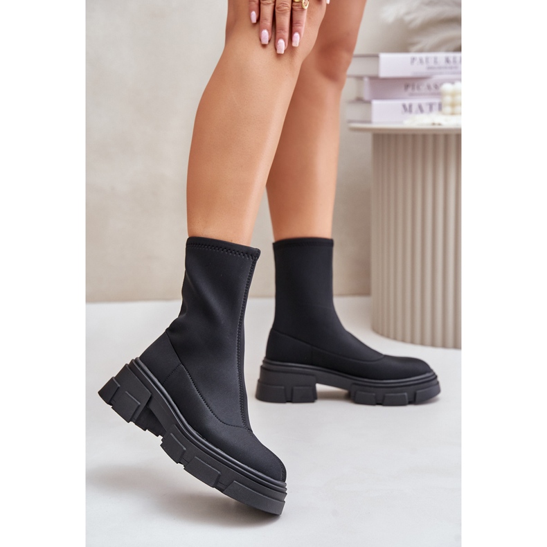 Ravendria Black Platt Heel Slip-On Boots svart 2
