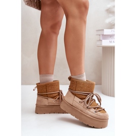 Bruna Mavora Snöskor Med Snörning På En Plattform beige 3