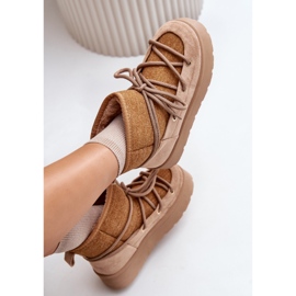 Bruna Mavora Snöskor Med Snörning På En Plattform beige 6