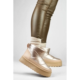 Snöskor för kvinnor på plattform, beige och guld J2-38-BR 1