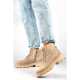 Isolerade stövlar i mocka för kvinnor, beige A5201-39BE 2