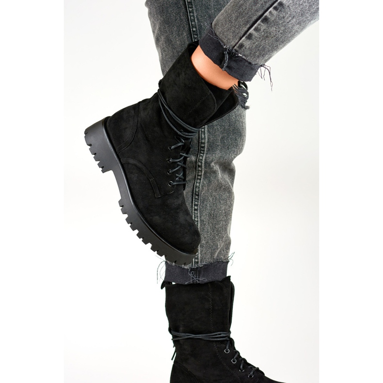 Dammockor med snörning i mocka svarta DE1051S-B beige 1