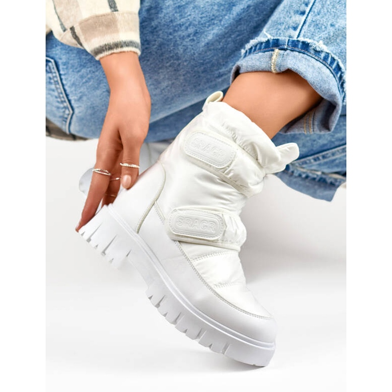 Snöskor för kvinnor med kardborreband, vit JH-1W 1