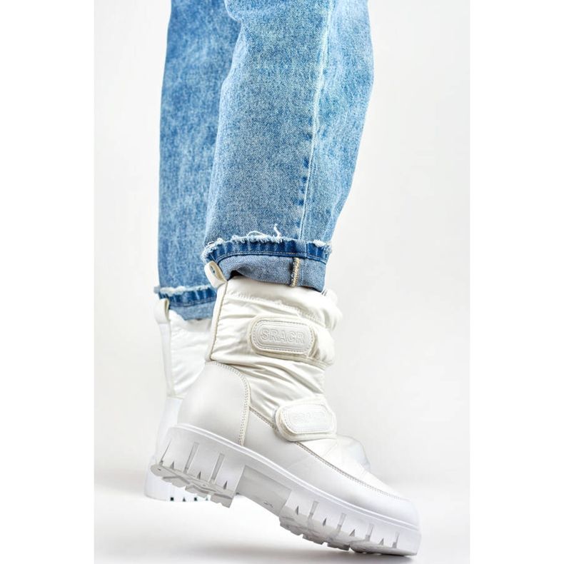 Snöskor för kvinnor med kardborreband, vit JH-1W 2