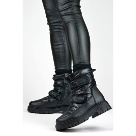 Metallic svarta JH-1B snökängor för kvinnor med kardborre 2